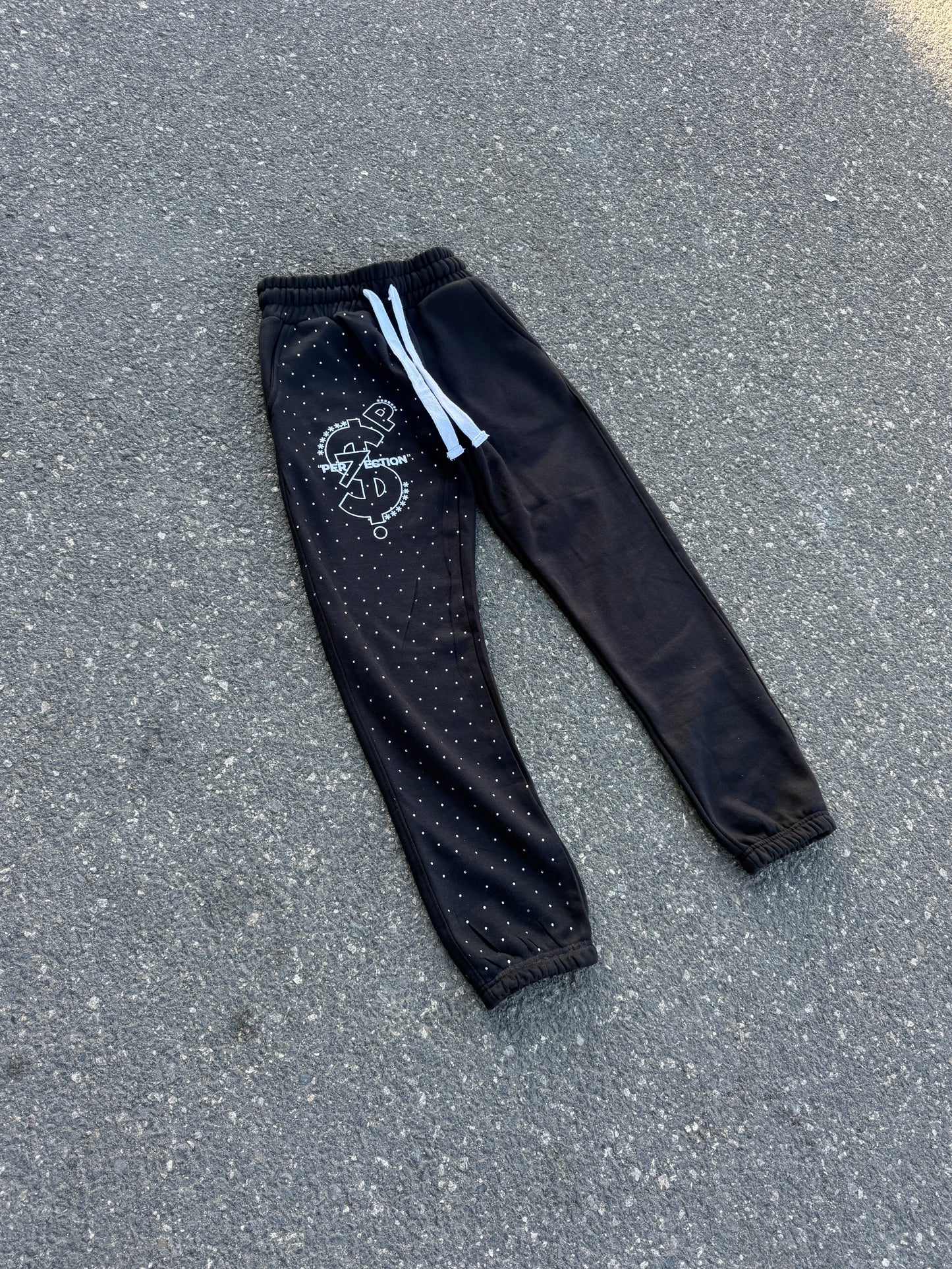 PER7ECTION Black Rhinestone Sweats